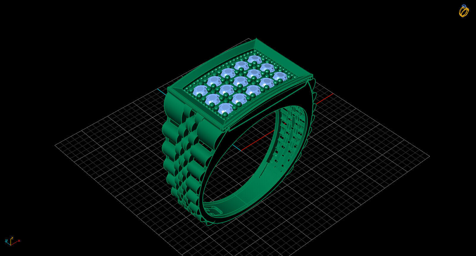 Print Ready STL 3DM  Gents Rings Diamond Men Ring  3D print model_2