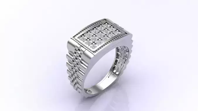 Print Ready STL 3DM  Gents Rings Diamond Men Ring 