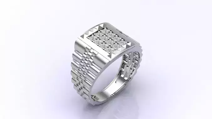 Print Ready STL 3DM  Gents Rings Diamond Men Ring 