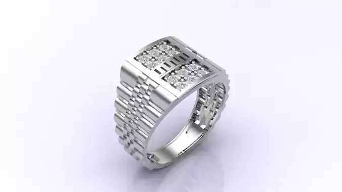 Print Ready STL 3DM  Gents Rings Diamond Men Ring 