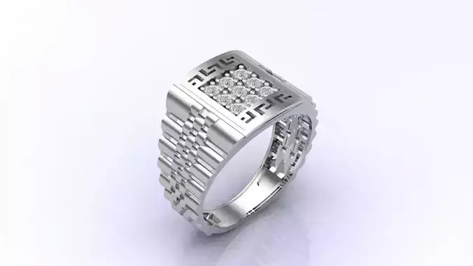 Print Ready STL 3DM  Gents Rings Diamond Men Ring 