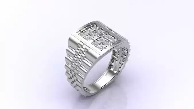 Print Ready STL 3DM  Gents Rings Diamond Men Ring 