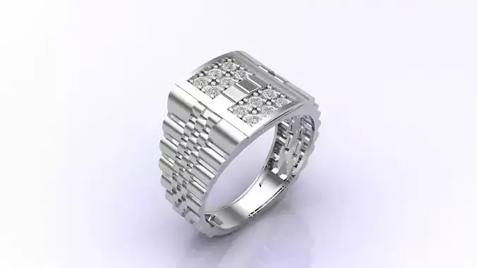 Print Ready STL 3DM  Gents Rings Diamond Men Ring 