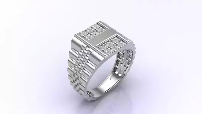 Print Ready STL 3DM  Gents Rings Diamond Men Ring 