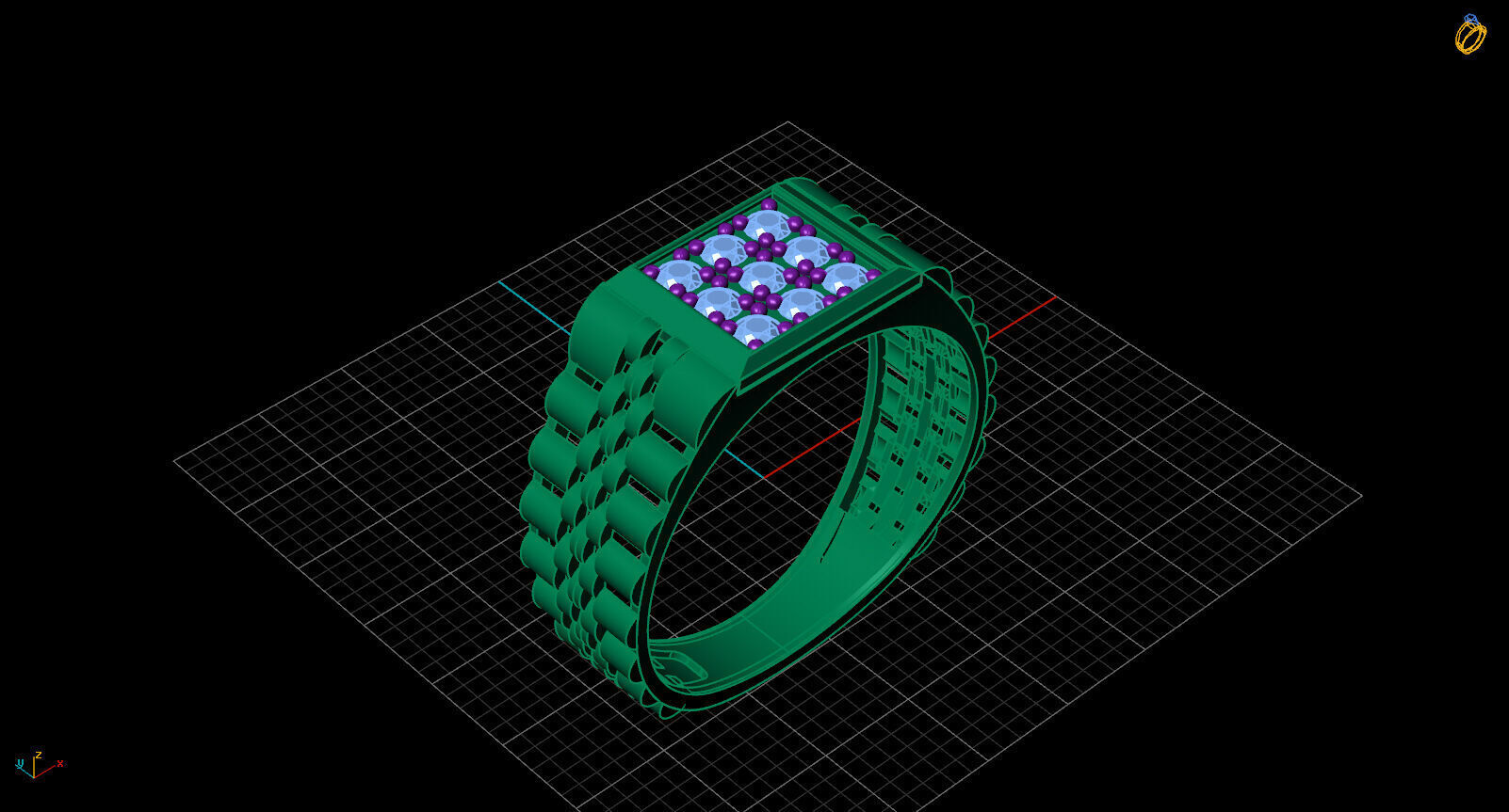 Print Ready STL 3DM Gents Rings Diamond Men Ring 3D print model_2