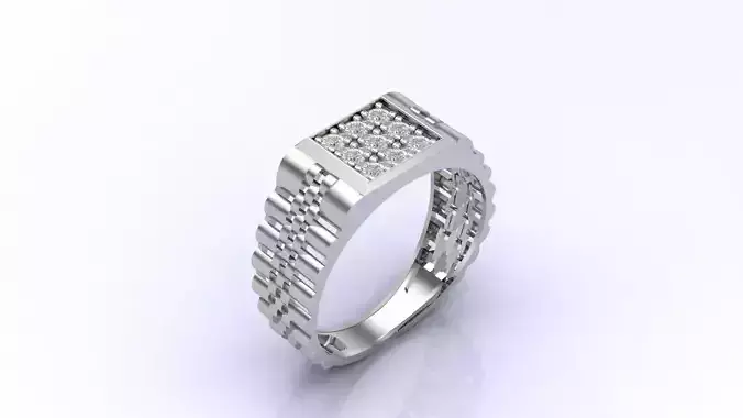 Print Ready STL 3DM  Gents Rings Diamond Men Ring 