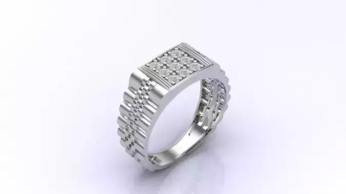 Print Ready STL 3DM  Gents Rings Diamond Men Ring 