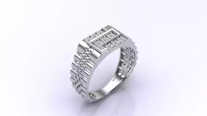 Print Ready STL 3DM  Gents Rings Diamond Men Ring 