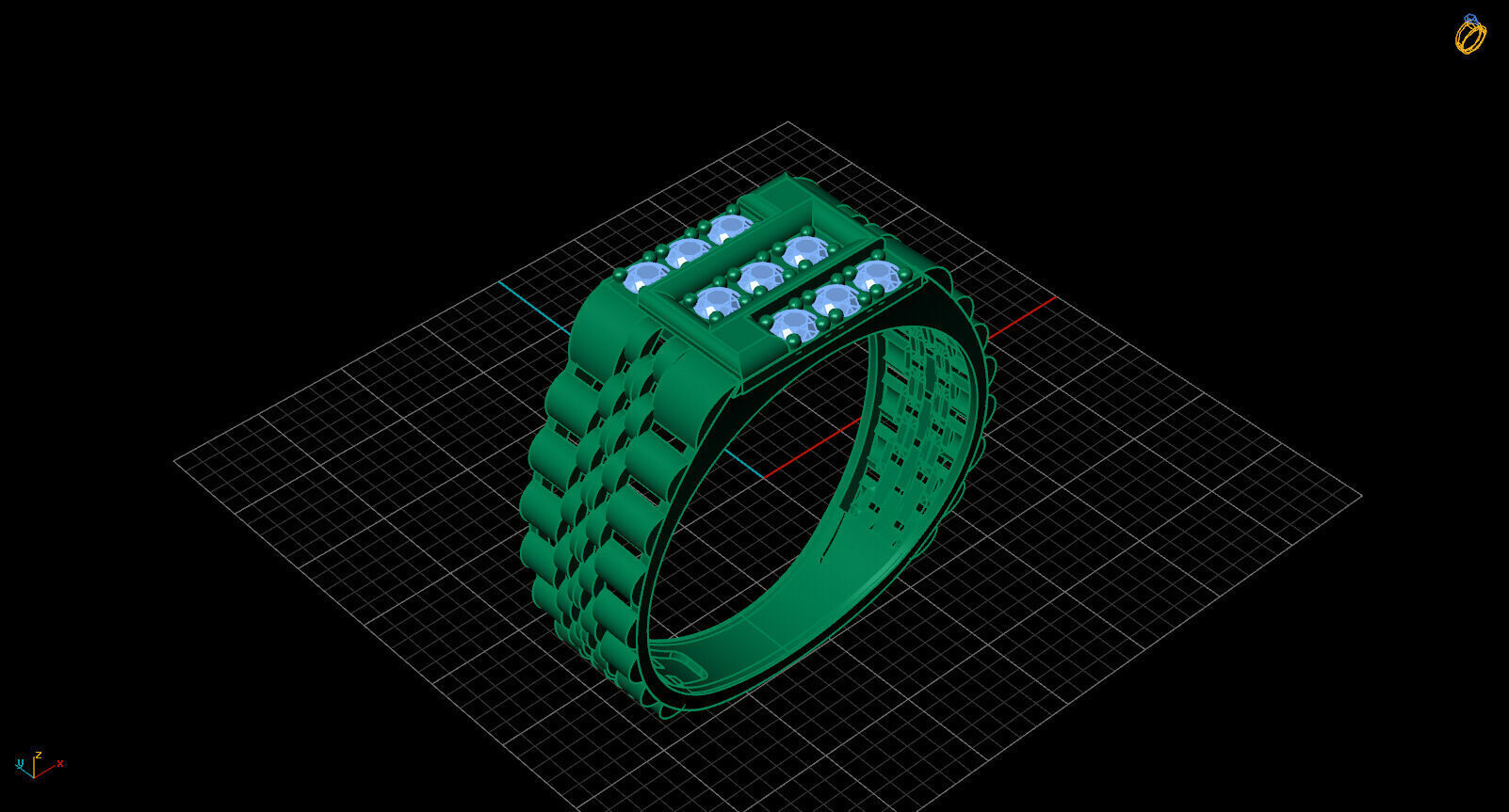 Print Ready STL 3DM  Gents Rings Diamond Men Ring  3D print model_2