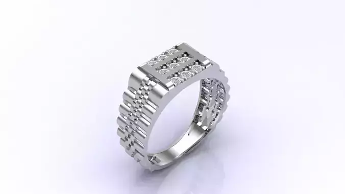 Print Ready STL 3DM  Gents Rings Diamond Men Ring 