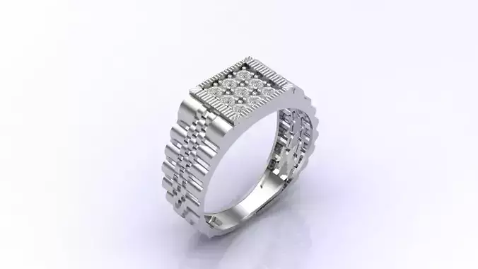 Print Ready STL 3DM  Gents Rings Diamond Men Ring 