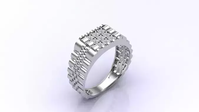 Print Ready STL 3DM  Gents Rings Diamond Men Ring 