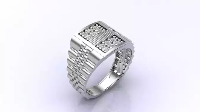 Print Ready STL 3DM  Gents Rings Diamond Men Ring 