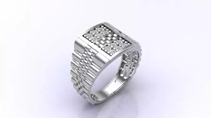 Print Ready STL 3DM  Gents Rings Diamond Men Ring 