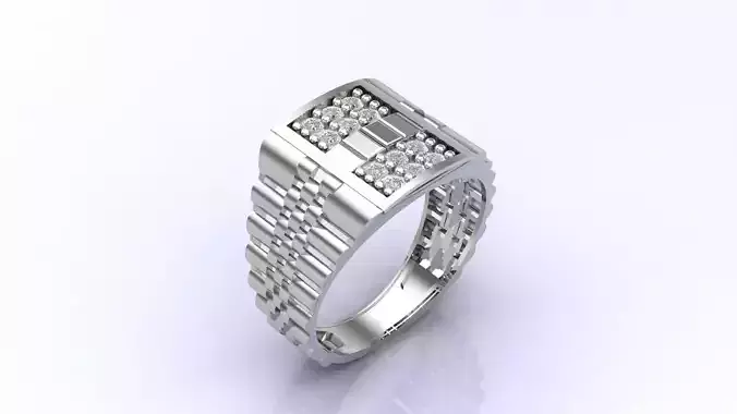 Print Ready STL 3DM  Gents Rings Diamond Men Ring 
