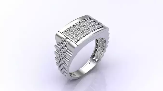 Print Ready STL 3DM  Gents Rings Diamond Men Ring 