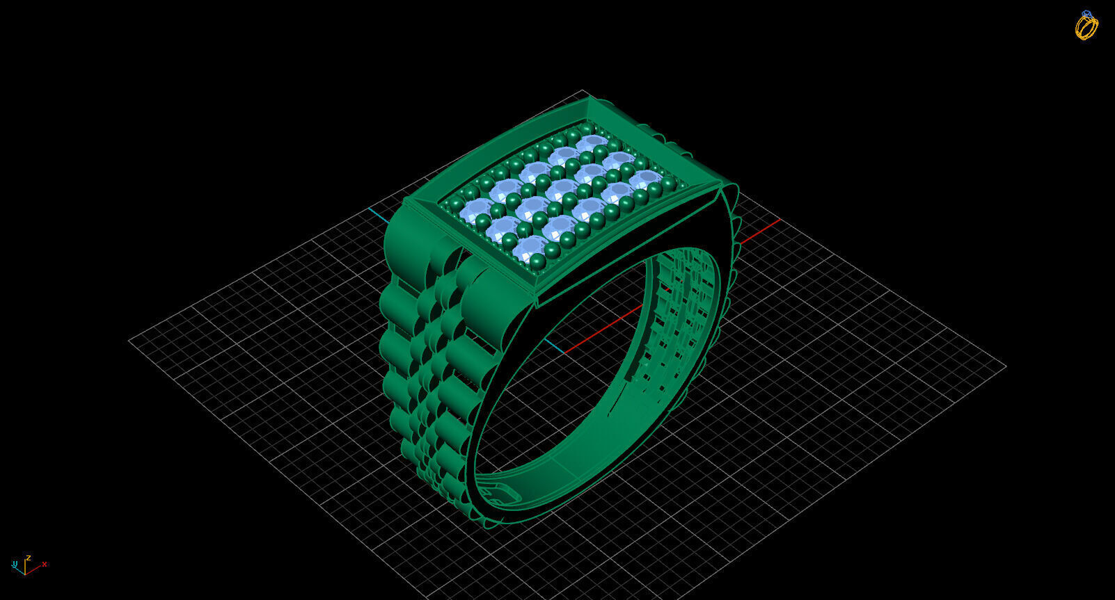 Print Ready STL 3DM  Gents Rings Diamond Men Ring  3D print model_2