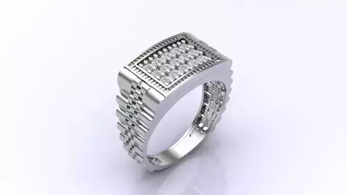 Print Ready STL 3DM  Gents Rings Diamond Men Ring 
