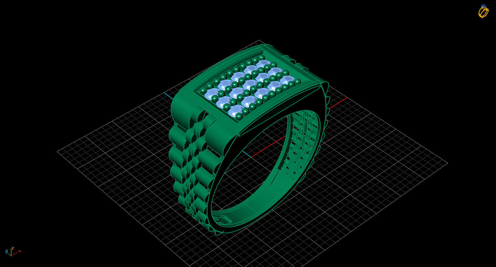 Print Ready STL 3DM  Gents Rings Diamond Men Ring  3D print model_2