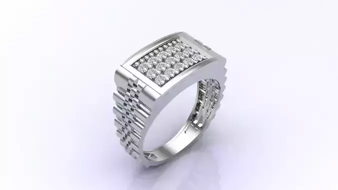 Print Ready STL 3DM  Gents Rings Diamond Men Ring 