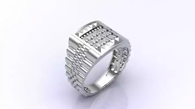Print Ready STL 3DM  Gents Rings Diamond Men Ring 