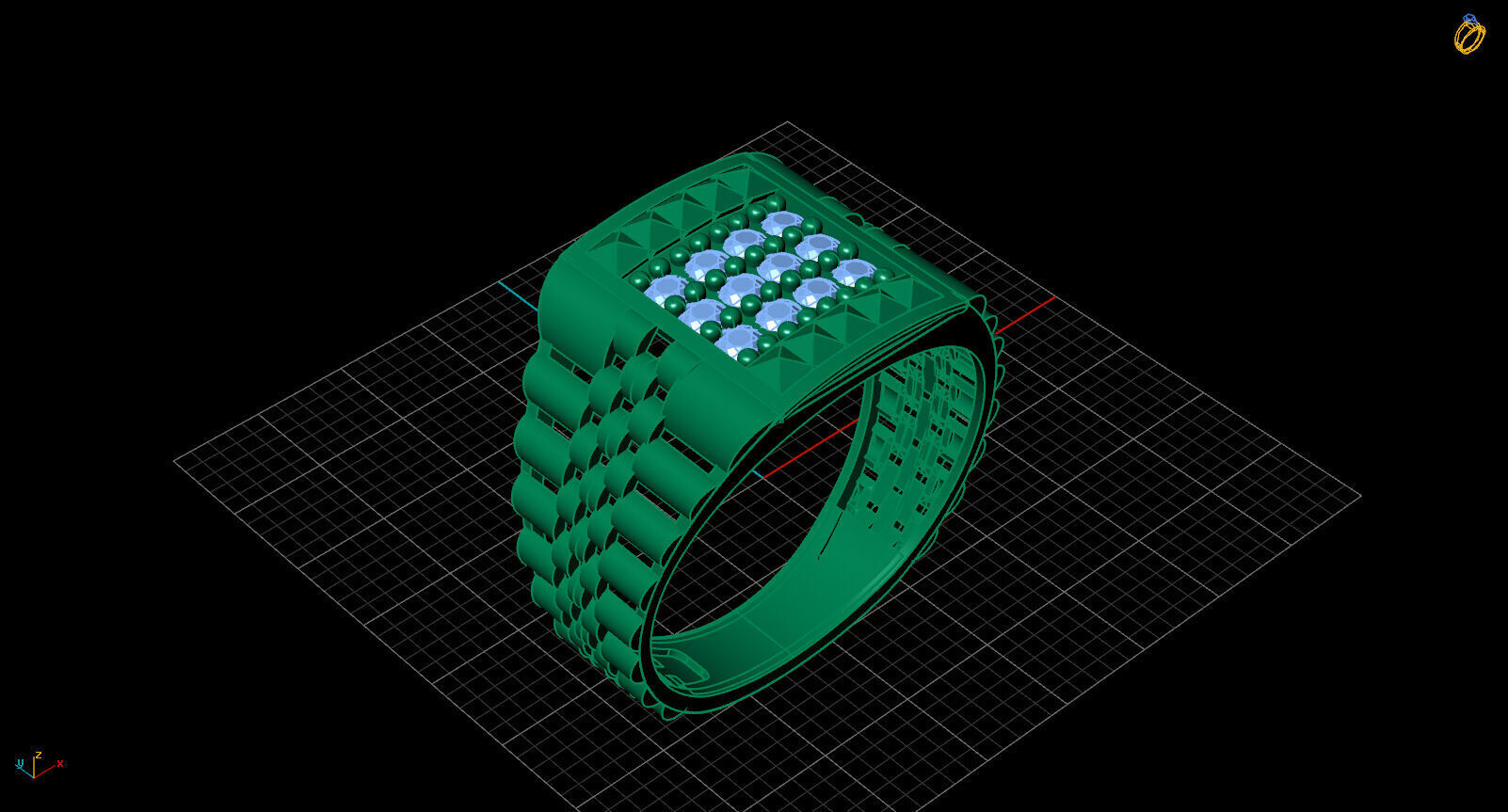 Print Ready STL 3DM  Gents Rings Diamond Men Ring  3D print model_2