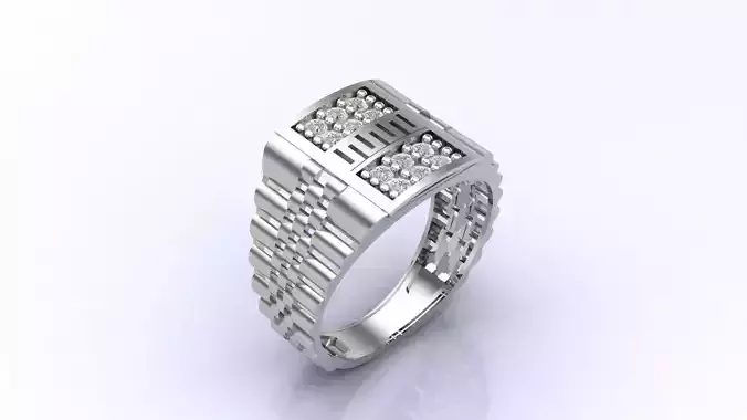Print Ready STL 3DM  Gents Rings Diamond Men Ring 