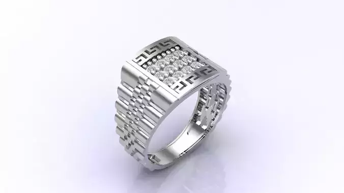 Print Ready STL 3DM  Gents Rings Diamond Men Ring 