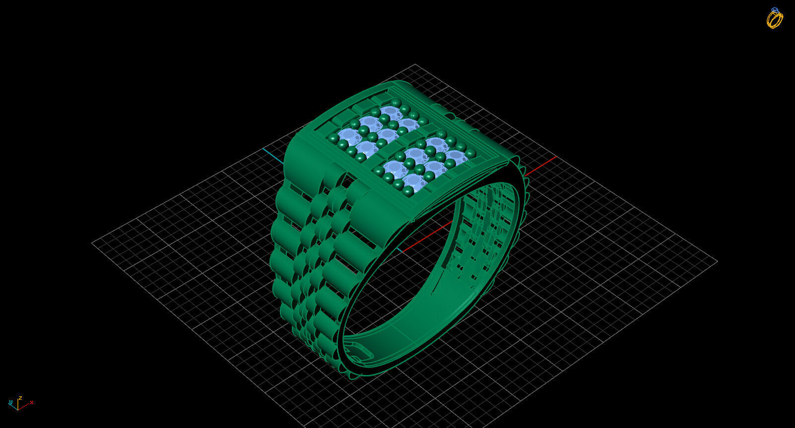 Print Ready STL 3DM Gents Rings Diamond Men Ring 3D print model_2