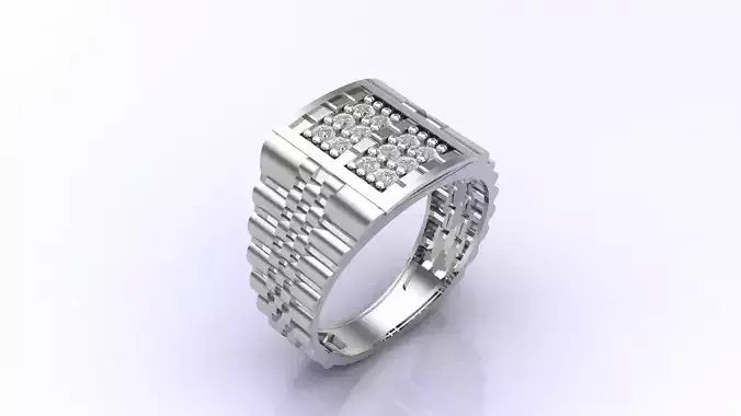Print Ready STL 3DM  Gents Rings Diamond Men Ring 