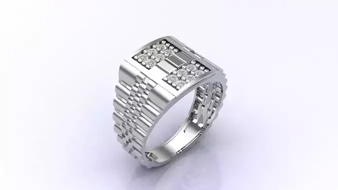 Print Ready STL 3DM  Gents Rings Diamond Men Ring 