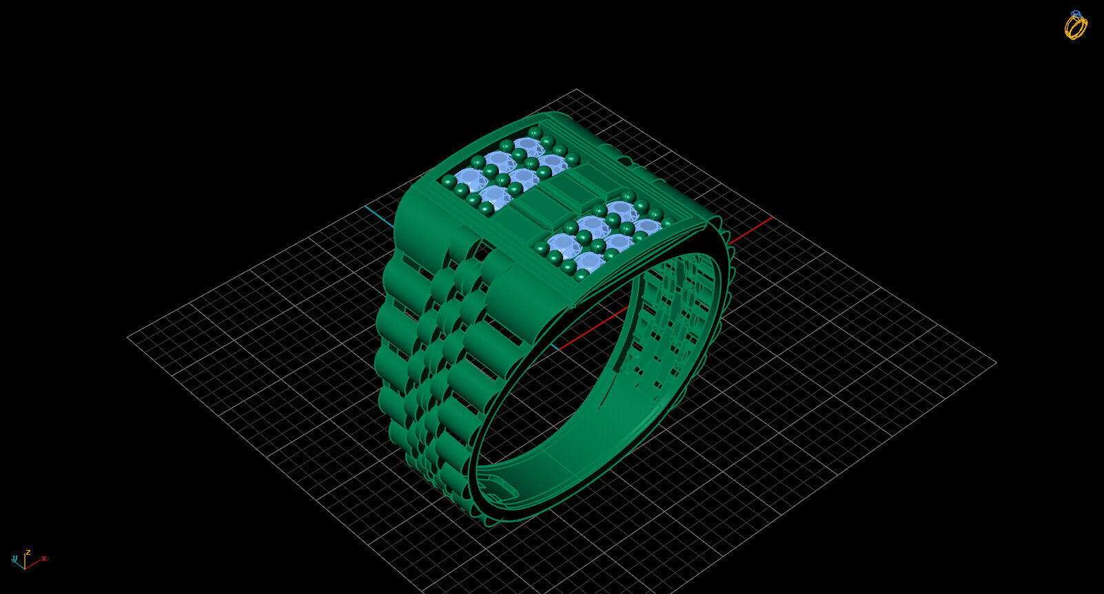 Print Ready STL 3DM Gents Rings Diamond Men Ring 3D print model_2