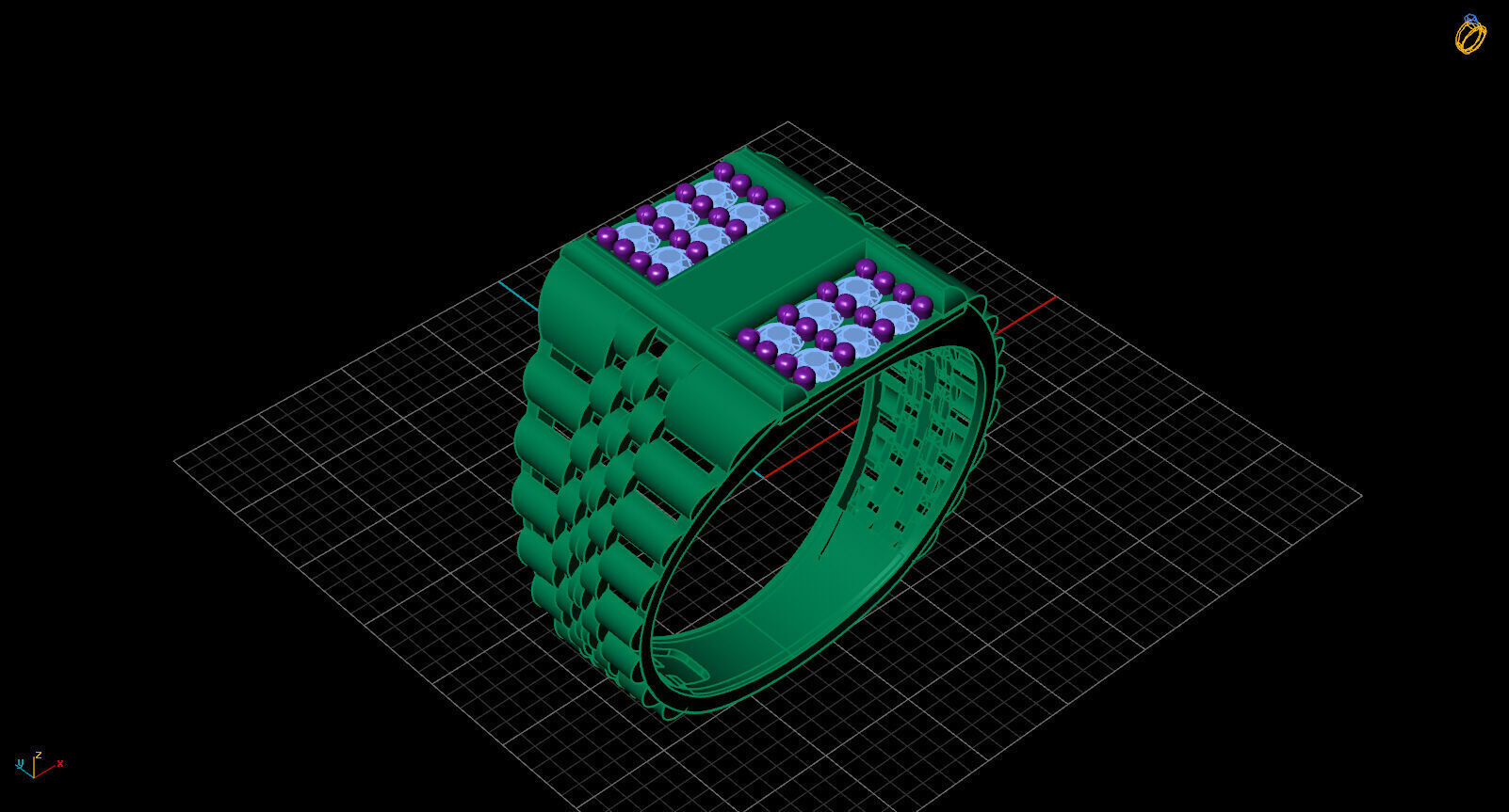 Print Ready STL 3DM Gents Rings Diamond Men Ring 3D print model_2