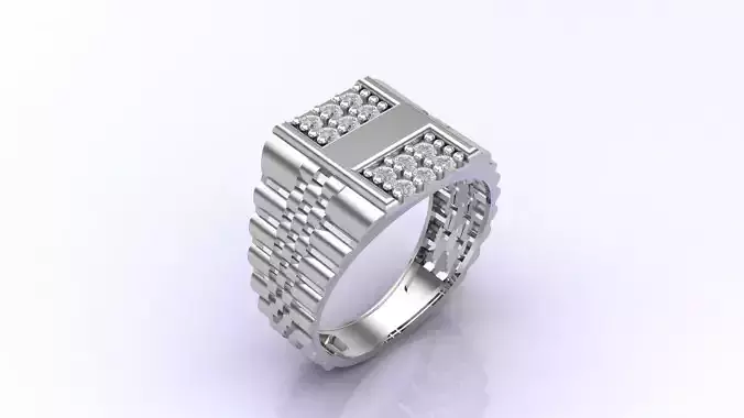 Print Ready STL 3DM  Gents Rings Diamond Men Ring 