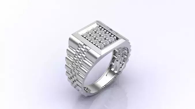 Print Ready STL 3DM  Gents Rings Diamond Men Ring 