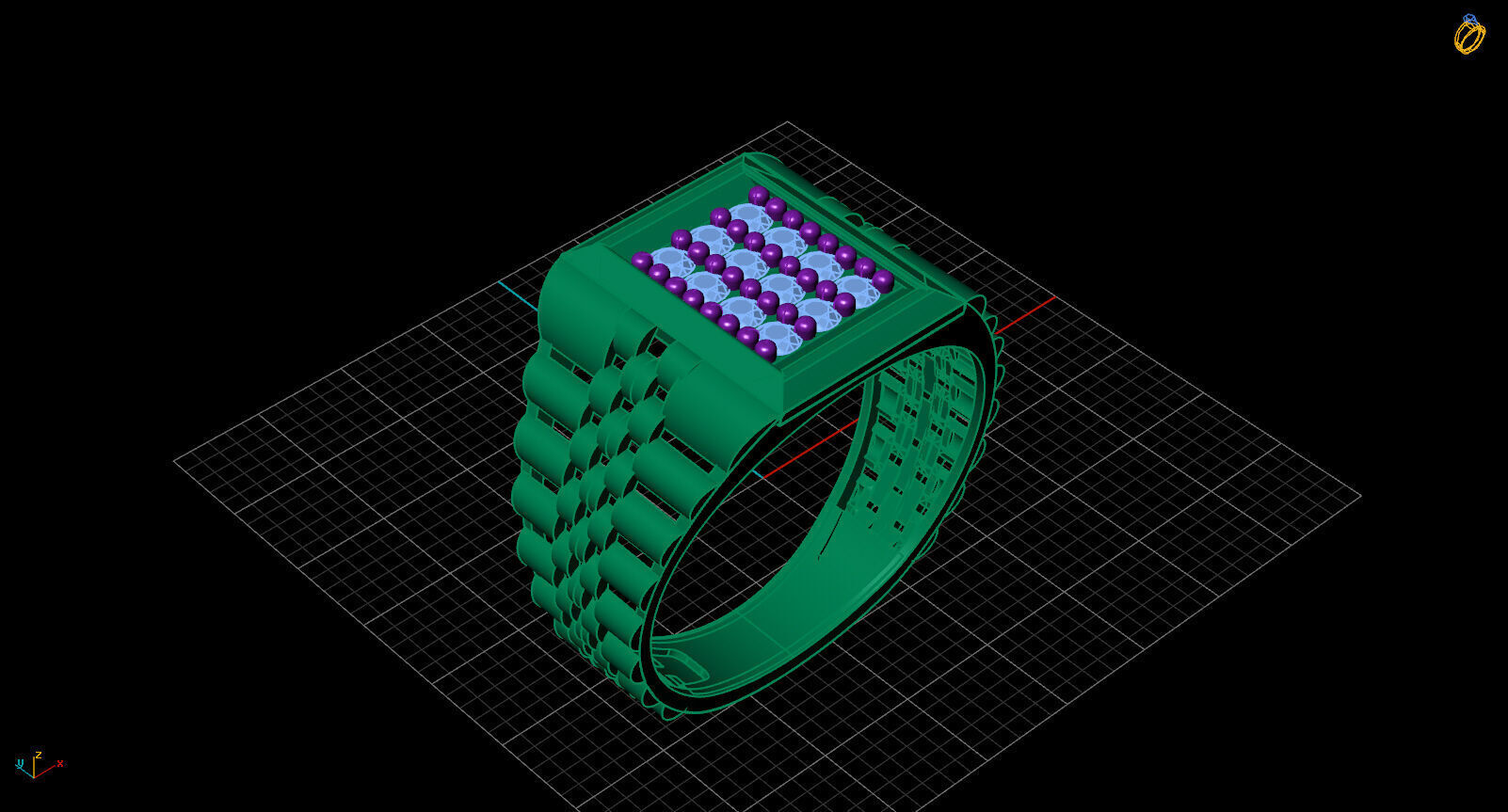 Print Ready STL 3DM  Gents Rings Diamond Men Ring  3D print model_2