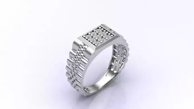 Print Ready STL 3DM  Gents Rings Diamond Men Ring 
