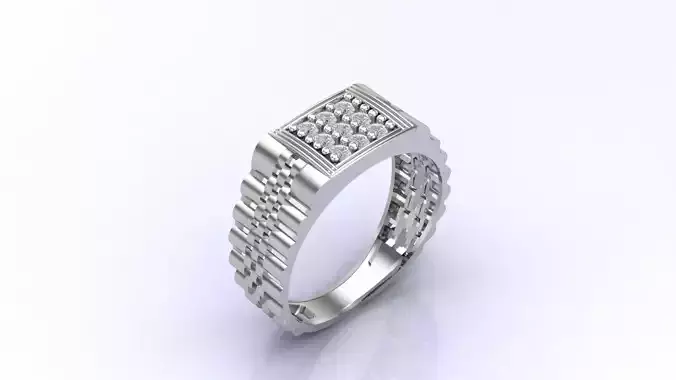 Print Ready STL 3DM  Gents Rings Diamond Men Ring 