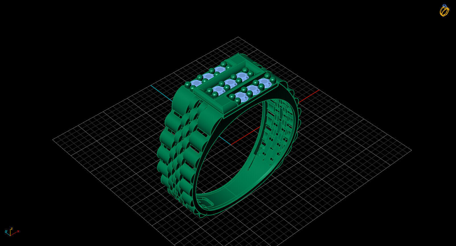 Print Ready STL 3DM  Gents Rings Diamond Men Ring  3D print model_2
