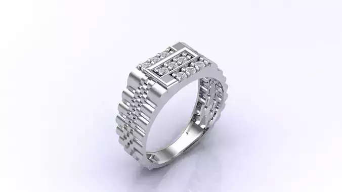 Print Ready STL 3DM  Gents Rings Diamond Men Ring 