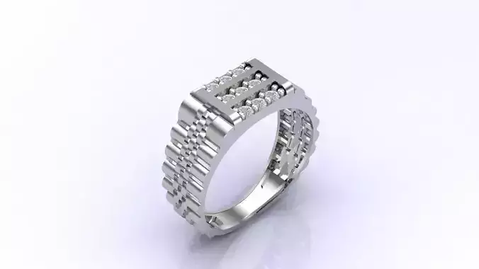 Print Ready STL 3DM  Gents Rings Diamond Men Ring 
