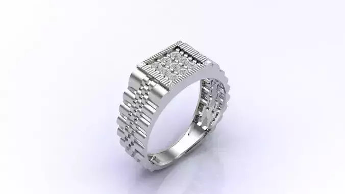 Print Ready STL 3DM  Gents Rings Diamond Men Ring 