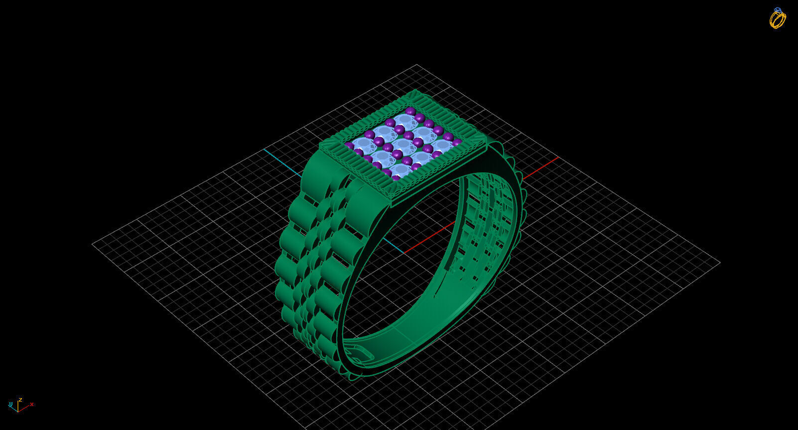 Print Ready STL 3DM Gents Rings Diamond Men Ring 3D print model_2