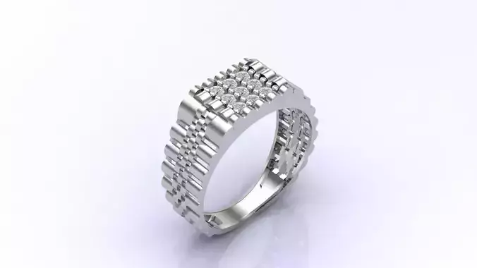 Print Ready STL 3DM  Gents Rings Diamond Men Ring 