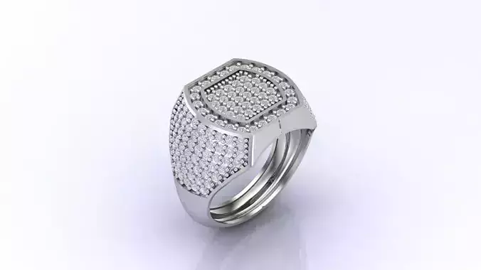 Print Ready STL 3DM  Gents Rings Diamond Men Ring 