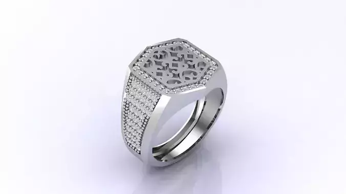 Print Ready STL 3DM  Gents Rings Diamond Men Ring 