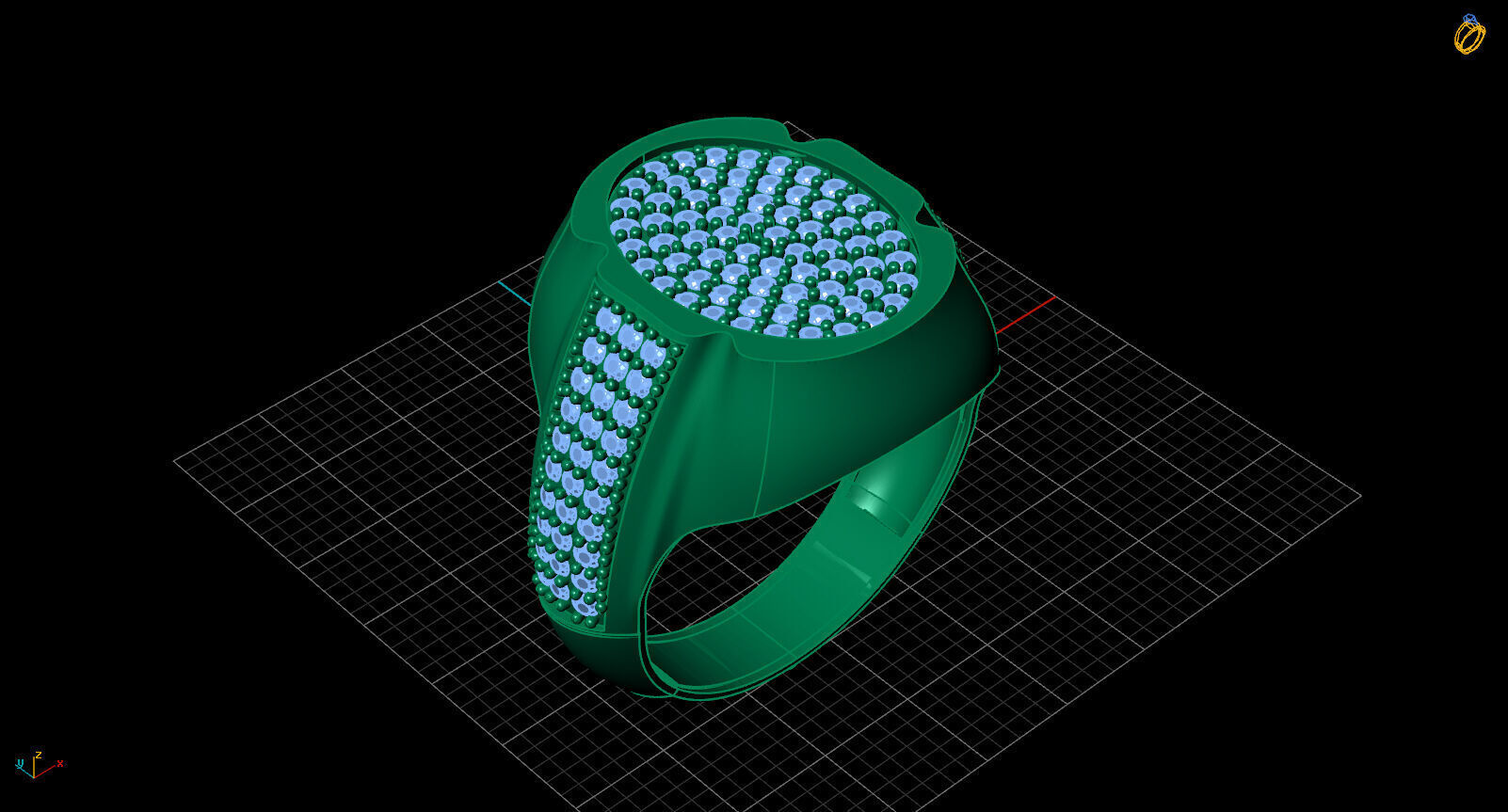 Print Ready STL 3DM Gents Rings Diamond Men Ring 3D print model_2
