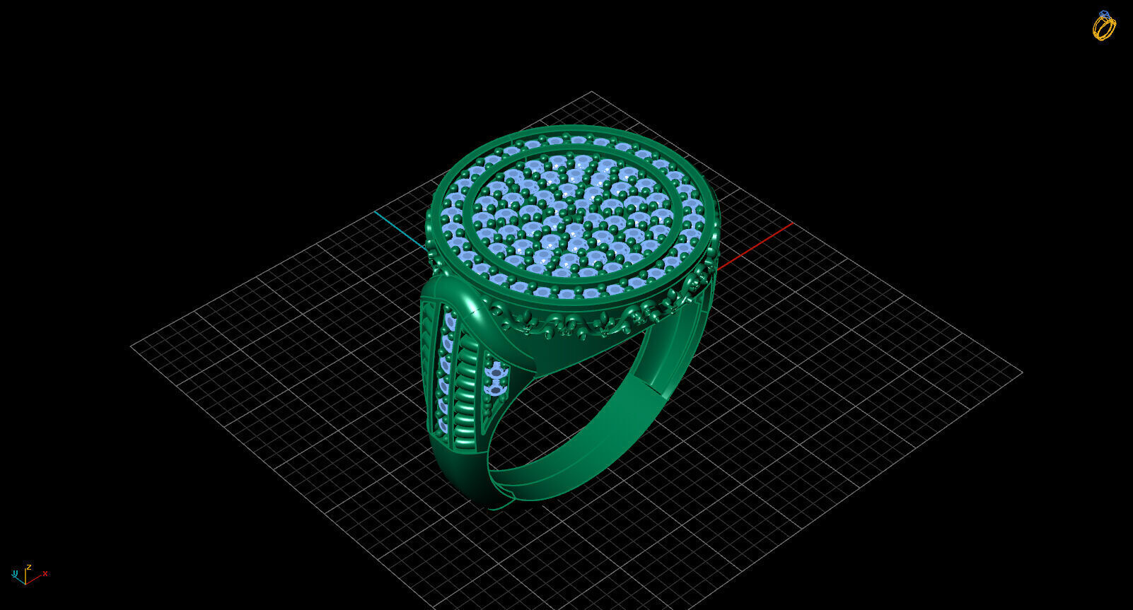 Print Ready STL 3DM  Gents Rings Diamond Men Ring  3D print model_2
