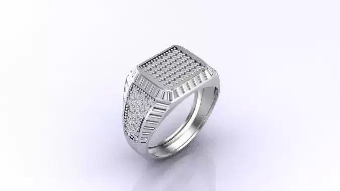 Print Ready STL 3DM  Gents Rings Diamond Men Ring 
