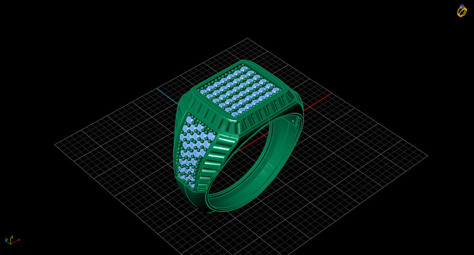 Print Ready STL 3DM Gents Rings Diamond Men Ring 3D print model_2
